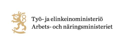 Logo, jossa lukee Työ- ja elinkeinoministeriö.